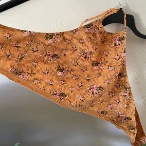 yellow floral print halter bandana tank